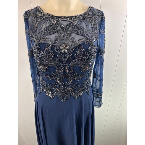 Xscape Navy Long Sleeve Dress - Picture 4 of 10